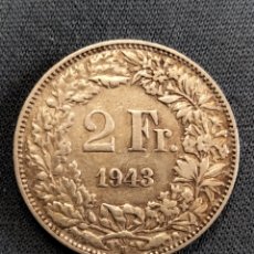 Monedas antiguas de Europa: SUIZA MONEDA PLATA DE 2 FRANCOS 1943
