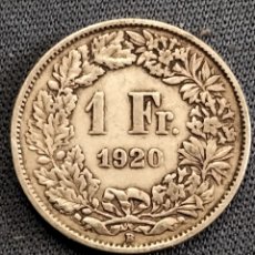 Monedas antiguas de Europa: SUIZA PLATA 1 FRANCO 1920