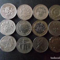 Monedas antiguas de Europa: CONJUNTO DE 12 MONEDAS DE LIBRA ESTERLINA POUND INGLATERRA TODOS DIFERENTES VER FOTOS