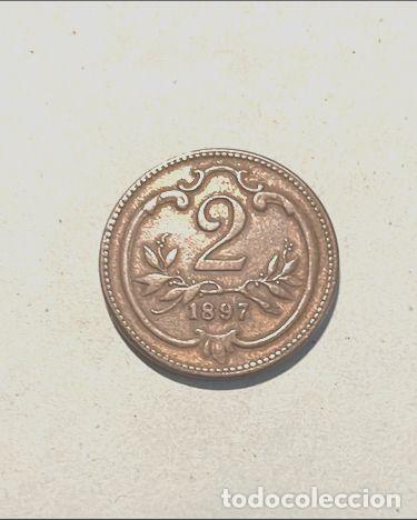 Monedas antiguas de Europa: austria 2 heller 1897 bronce - Foto 1