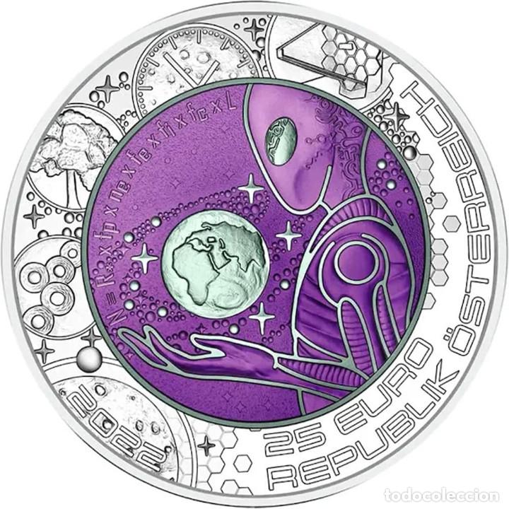 Monnaies anciennes de Europe: MONEDA 25 EURO AUSTRIA &Ouml;STERREICH NIOBIO 2022 VIDA EXTRATERRESTRE