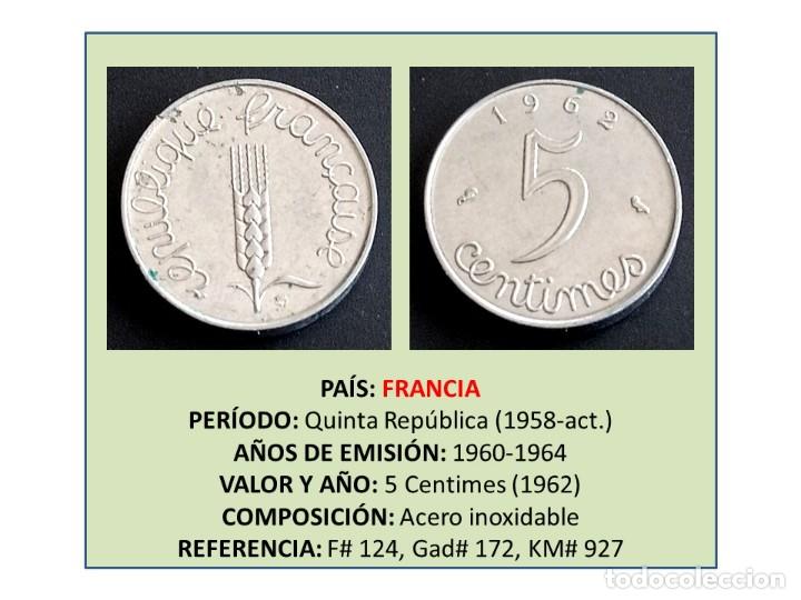 Monedas antiguas de Europa: MONEDA DE 5 CENTIMES (1962) (FRANCIA) - Foto 1