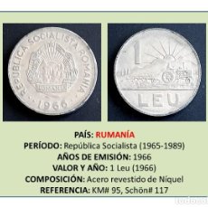 Monedas antiguas de Europa: MONEDA DE 1 LEU (1966) (RUMANÍA). Lote 242944865