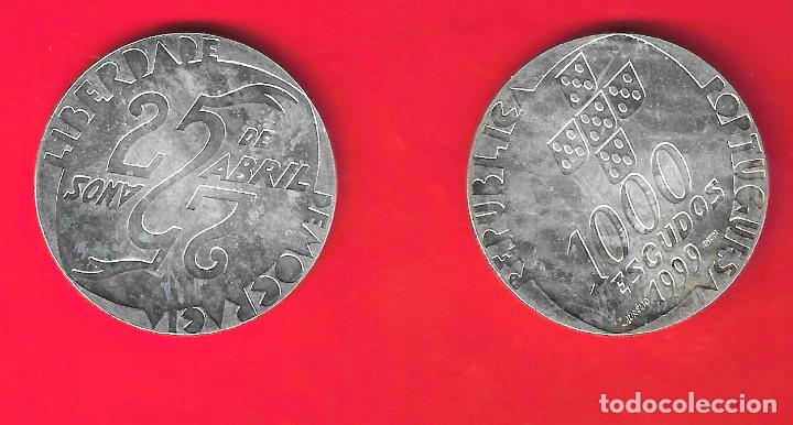 Monedas antiguas de Europa: PORTUGAL 1000 ESCUDOS 1999, 25 ANIVERSARIO 25 ABRIL, PLATA