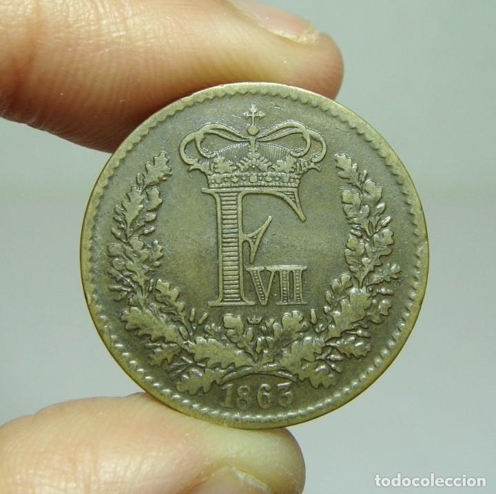 Monedas antiguas de Europa: 1 Rigsmont. Dinamarca - 1863 - Foto 2