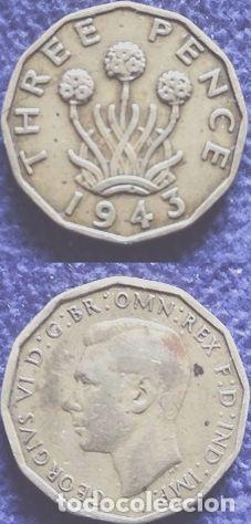 Monedas antiguas de Europa: moneda de inglaterra ano 1943 - Foto 1