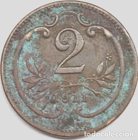 Monedas antiguas de Europa: moneda 2 hellers austria 1911 - Foto 1