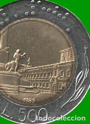 Moedas antigas da Europa: moneda de italia 500 liras ano 1989 bimetalica usada