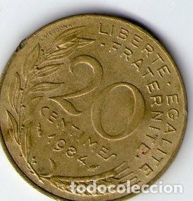 Monedas antiguas de Europa: 20 centimes 1984 francia - Foto 1