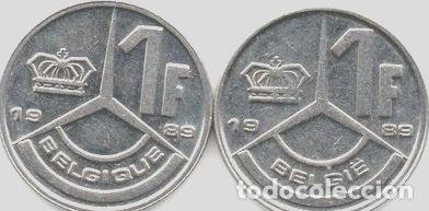 Monedas antiguas de Europa: belgica lote 2 monedas 1 franco ano 1989 belgie y belgique