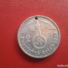 Monedas antiguas de Europa: ALEMANIA NAZI. 2 MARCOS DE PLATA CON AGUJERO PARA COLGAR. 1939. Lote 341360783