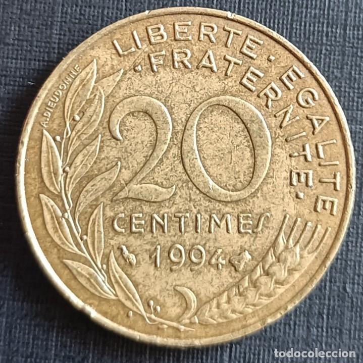 Monedas antiguas de Europa: 20 centimes 1994 - Francia - Foto 1