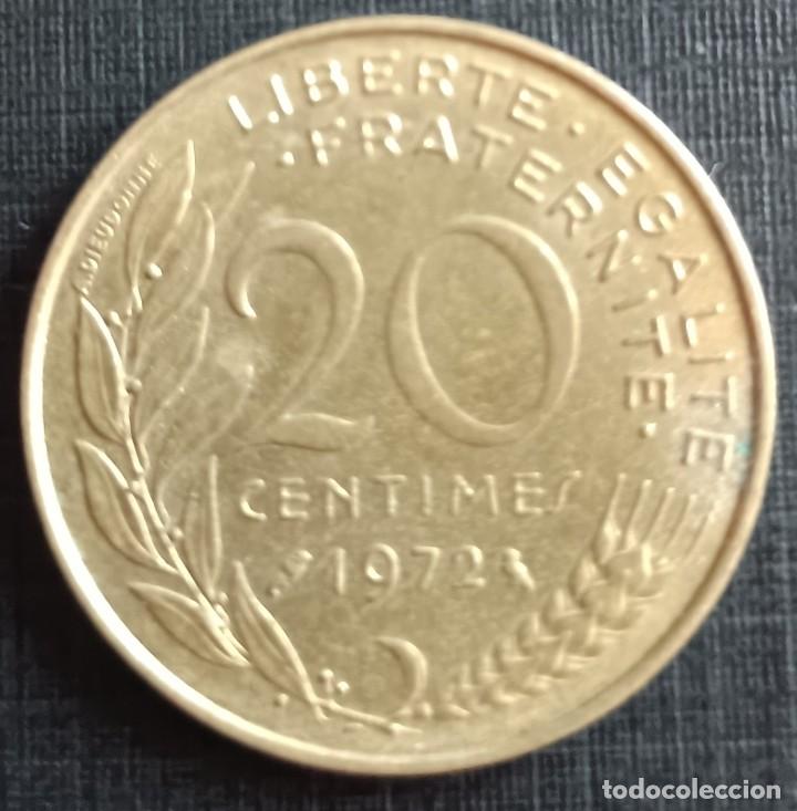 Monedas antiguas de Europa: 20 centimes 1972 - Francia - Foto 1