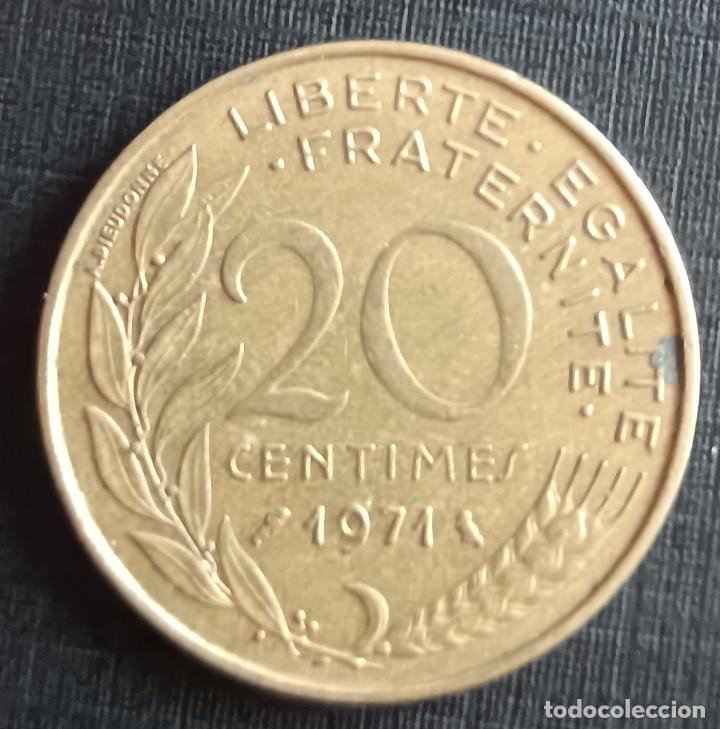 Monedas antiguas de Europa: 20 centimes 1971 - Francia - Foto 1