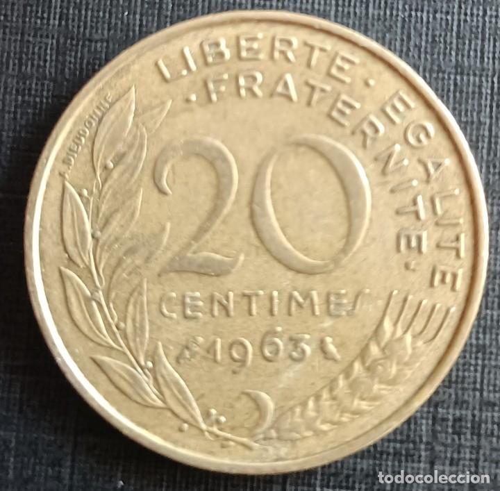 Monedas antiguas de Europa: 20 centimes 1963 - Francia - Foto 1