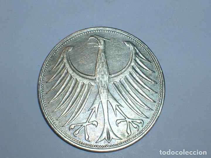 Alte M&uuml;nzen aus Europa: ALEMANIA- 5 MARCOS PLATA 1957 D (8206)