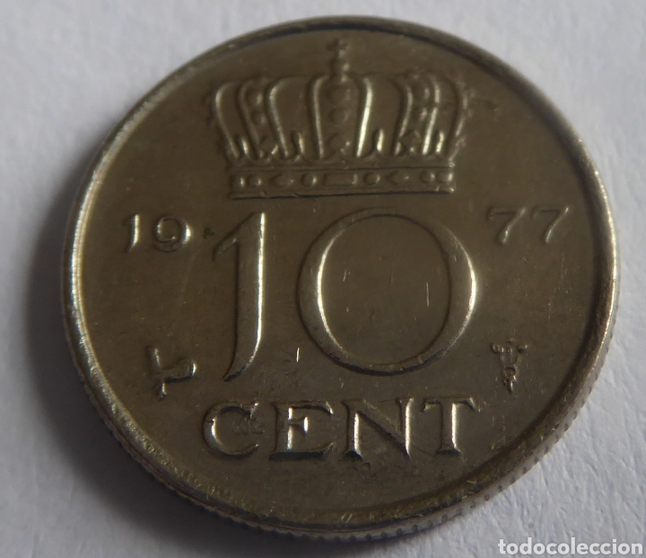 Monedas antiguas de Europa: Moneda de 10 centimos de Holanda del a&ntilde;o 1977 - Foto 1