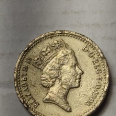Monedas antiguas de Europa: MONEDA ONE POUND -ELIZABETH II- 1991 - DECUS ET TUTAMEN - PLANTA LINO EN TRASERA