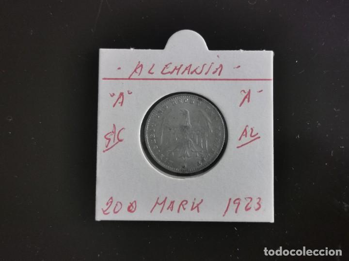 Monedas antiguas de Europa: ALEMANIA(REPUBLICA WEIMAR)200 PFENNIG 1923 S/C KM=35(ALUMINIO) CECA A