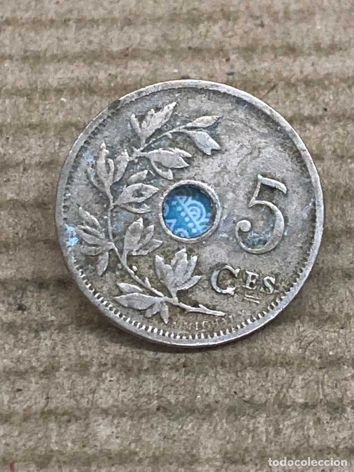 Monedas antiguas de Europa: Moneda 5 Ces 1907 B&eacute;lgica - Foto 1