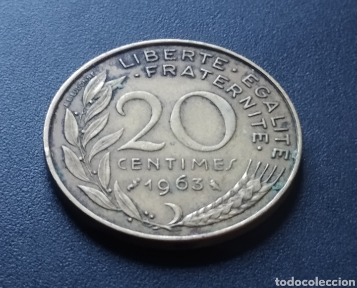 Monedas antiguas de Europa: MONEDA - FRANCIA 20 CENTIMOS 1963 - Foto 3