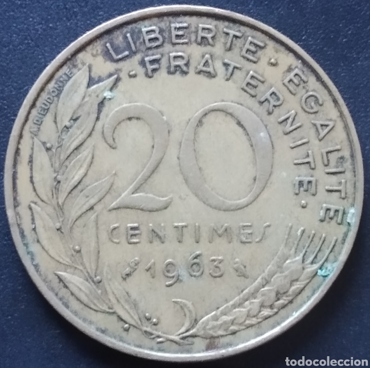 Monedas antiguas de Europa: MONEDA - FRANCIA 20 CENTIMOS 1963 - Foto 1