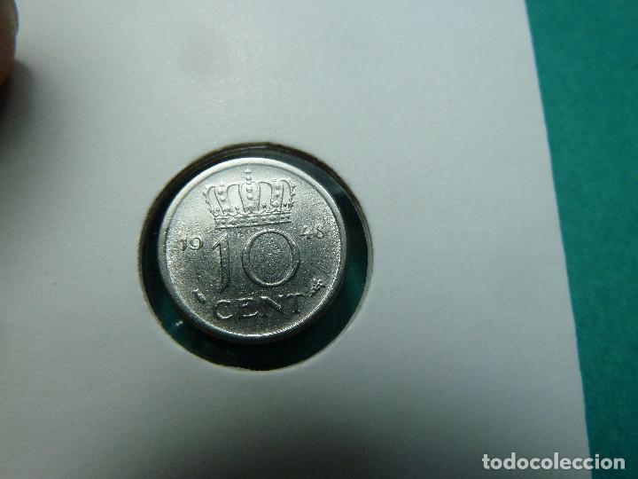 Monedas antiguas de Europa: Holanda. 10 c&eacute;ntimos. 1948 - Foto 2