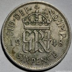 Monedas antiguas de Europa: REINO UNIDO SIX PENCE 1948. Lote 354773518