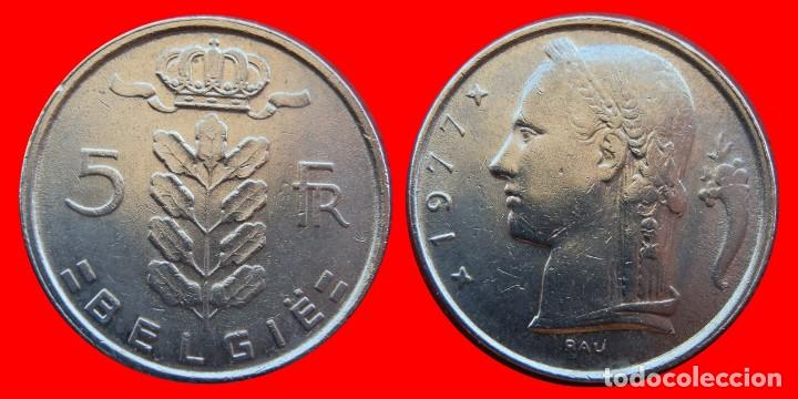 Moedas antigas da Europa: 5 FRANCOS 1977 BELGIE BELGICA--79526
