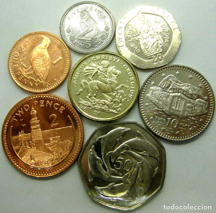 Monedas antiguas de Europa: Gibraltar, Set de 7 monedas 2003: 1, 2, 5, 10, 20 y 50 peniques + 1 Libra./ Sin Circular./ (Ver Foto