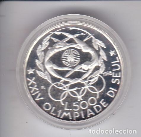 Monedas antiguas de Europa: MONEDA DE PLATA DE ITALIA DE OLIMPIADA DE SEUL DEL A&Ntilde;O 1988 EN SU ESTUCHE ORIGINAL Y CERTIFICADO