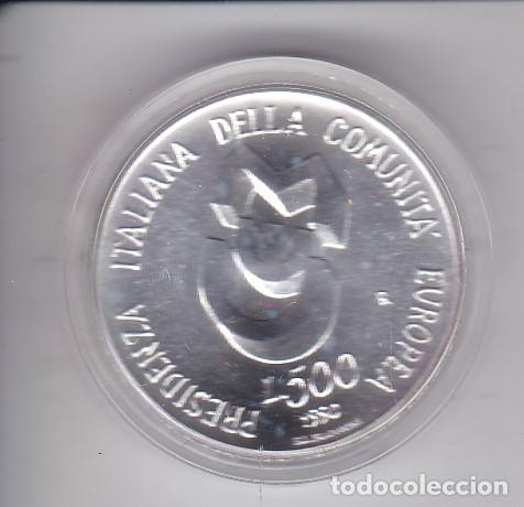 Monedas antiguas de Europa: MONEDA DE PLATA DE ITALIA PRESIDENCIA EUROPEA DEL A&Ntilde;O 1990 EN SU ESTUCHE ORIGINAL Y CERTIFICADO