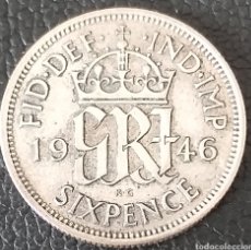 Monedas antiguas de Europa: PLATA REINO UNIDO 6 PENIQUES, 1946. Lote 362268240