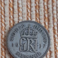Monedas antiguas de Europa: (R.UNIDO)(1937)(PLATA) SIX PENCE