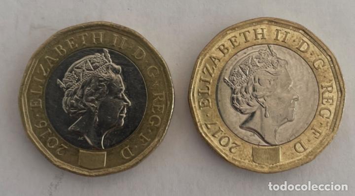 Monedas antiguas de Europa: 2 MONEDAS DE 1 LIBRA de INGLATERRA - Foto 1