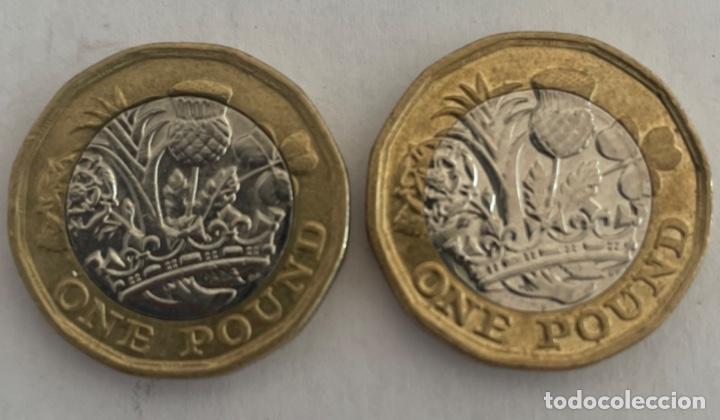 Monedas antiguas de Europa: 2 MONEDAS DE 1 LIBRA de INGLATERRA - Foto 2