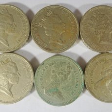 Monedas antiguas de Europa: 6 MONEDAS REINO UNIDO, ONE POUND , VER FOTOS. Lote 363967241