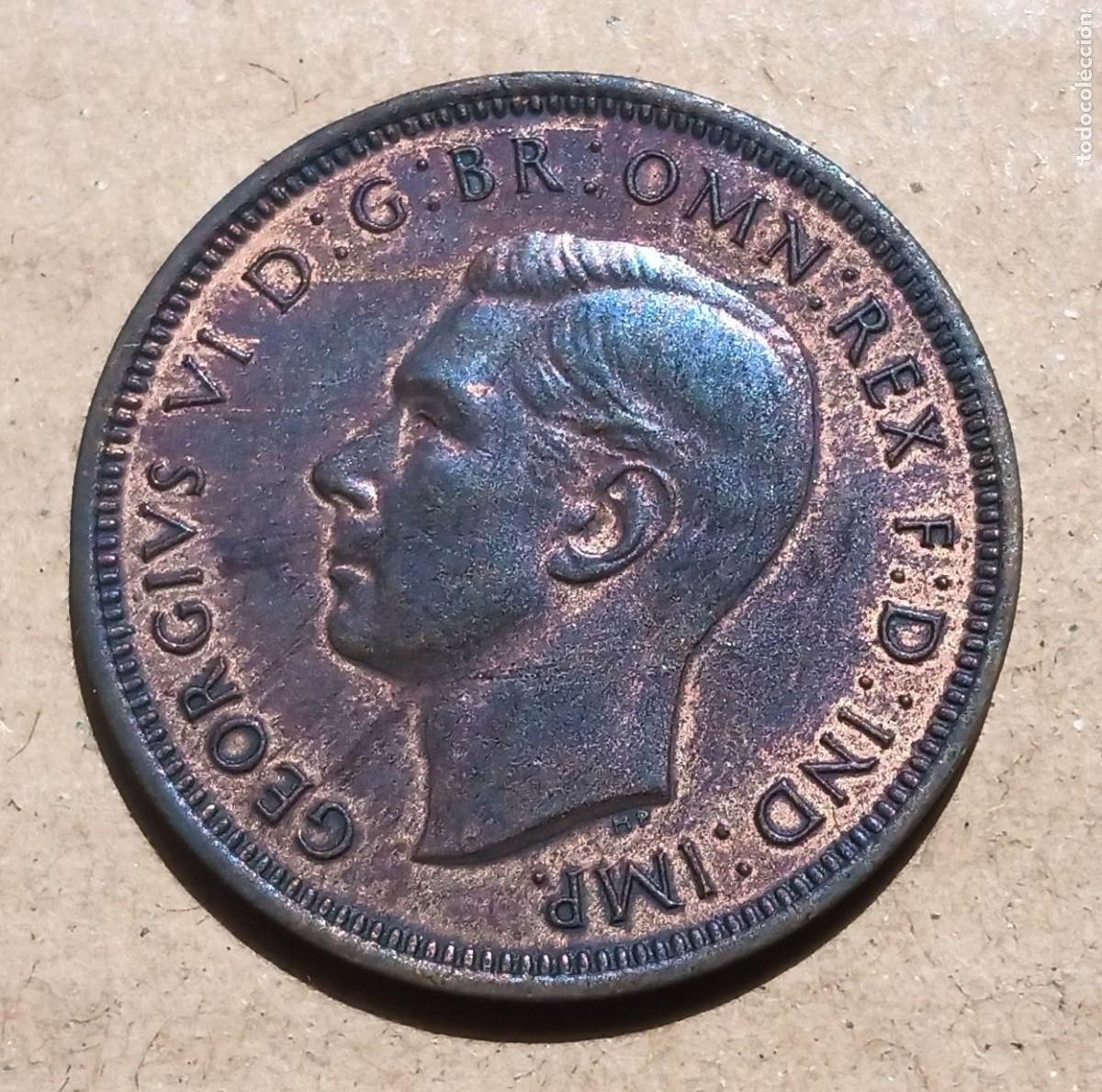Monedas antiguas de Europa: INGLATERRA - HALF PENNY 1945 BC+ - Foto 1