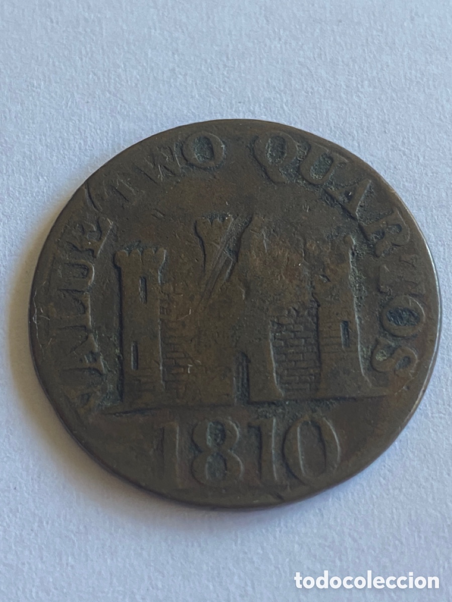Monedas antiguas de Europa: Moneda 2 cuartos Gibraltar 1810 - Foto 1