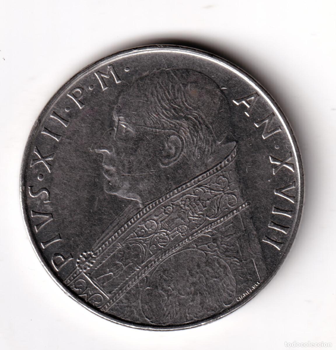 Monedas antiguas de Europa: VATICANO 100 liras 1956 PAPA PIO XII - 100 lire FIDES