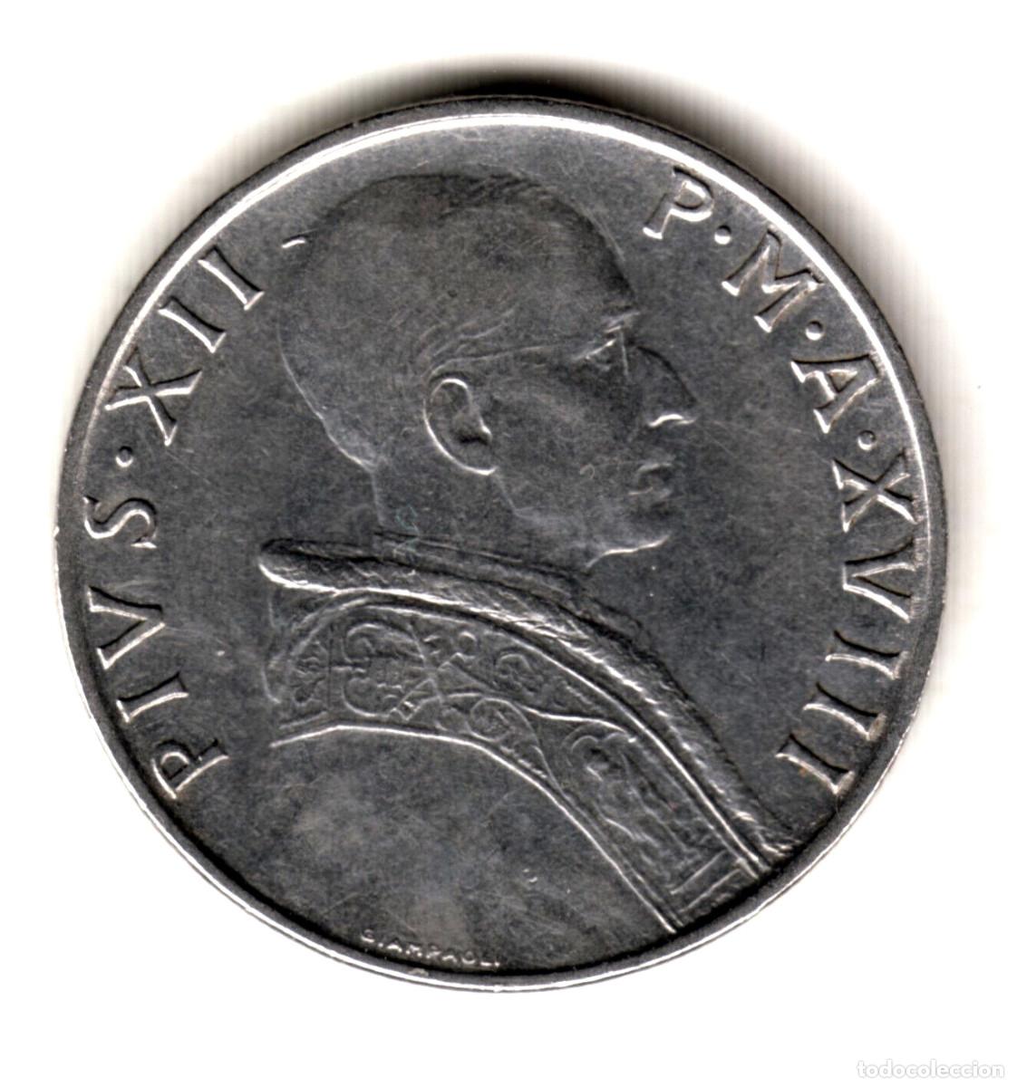 Monedas antiguas de Europa: VATICANO 50 liras 1956 PAPA PIO XII - 50 lire SPES