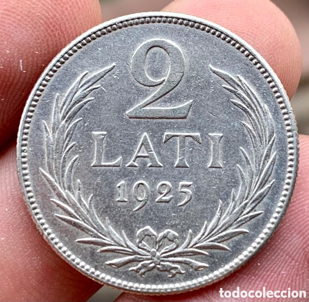Monedas antiguas de Europa: Moneda PLATA LETONIA 2 Lati 1925 - Foto 2