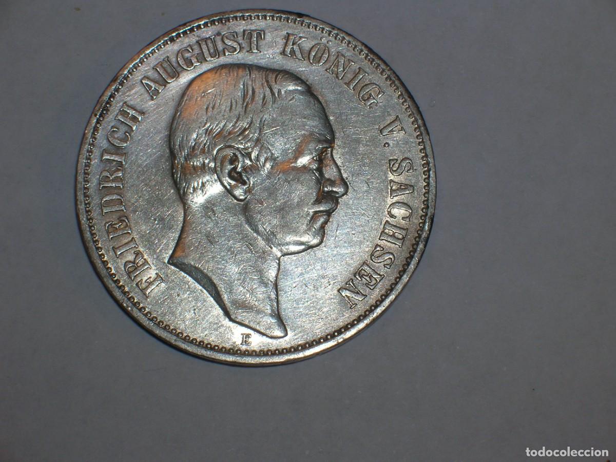 Alte M&uuml;nzen aus Europa: ALEMANIA/SAJONIA 5 MARCOS 1908 PLATA (9238)