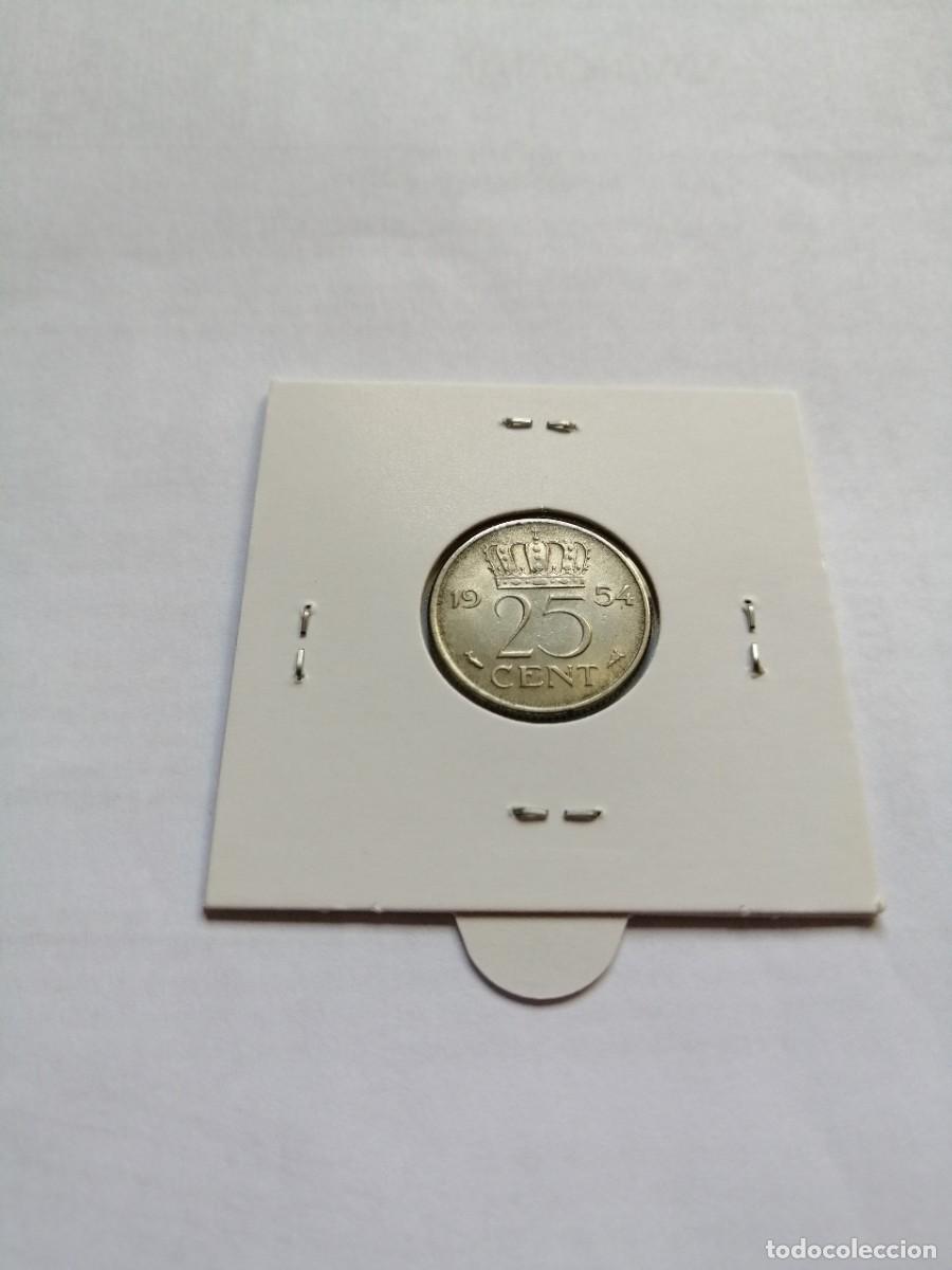 Monedas antiguas de Europa: Holanda 25 Cent 1954 - Foto 2