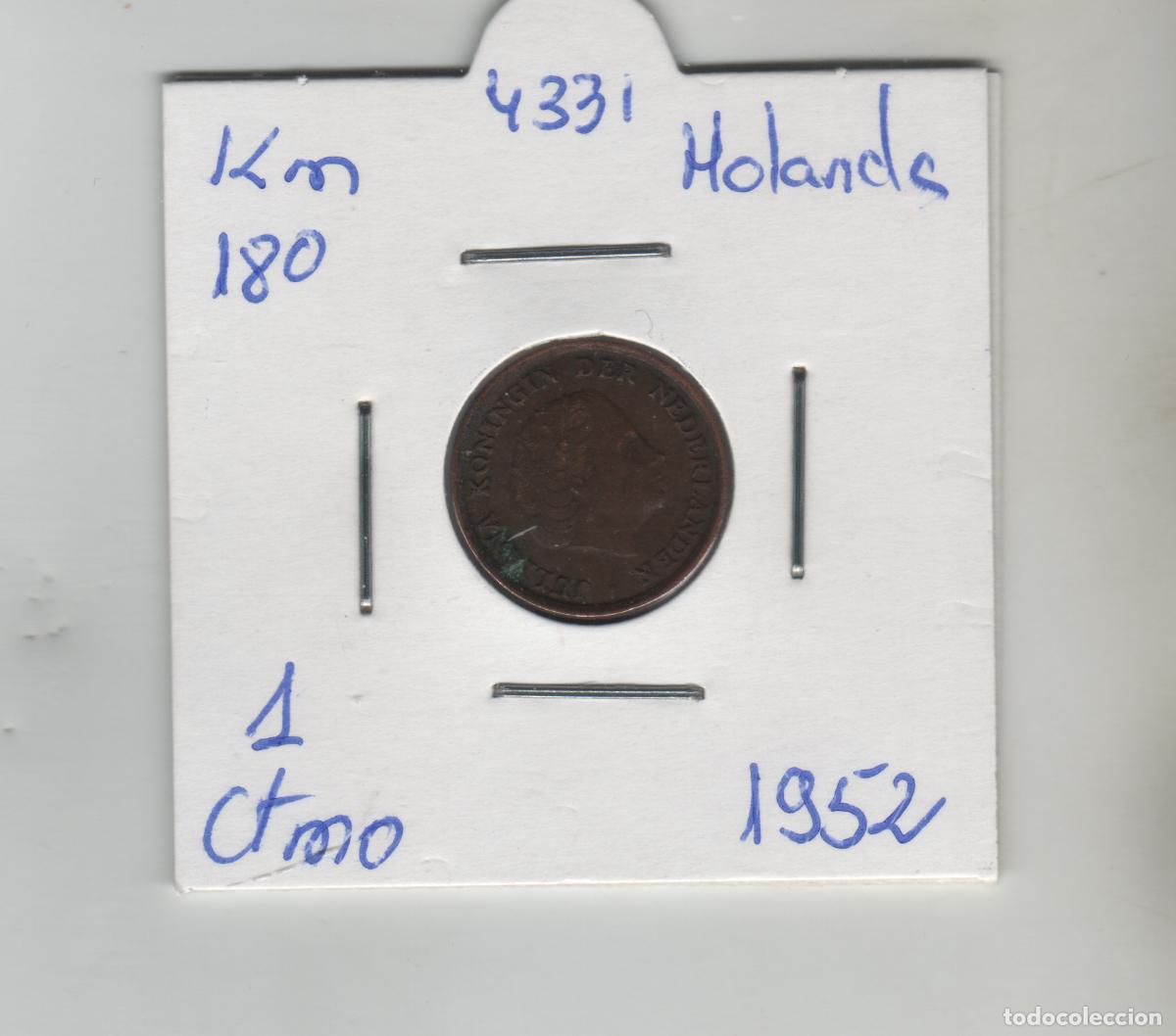 Monedas antiguas de Europa: HOLANDA 1 CENTIMO 1952 - Foto 1
