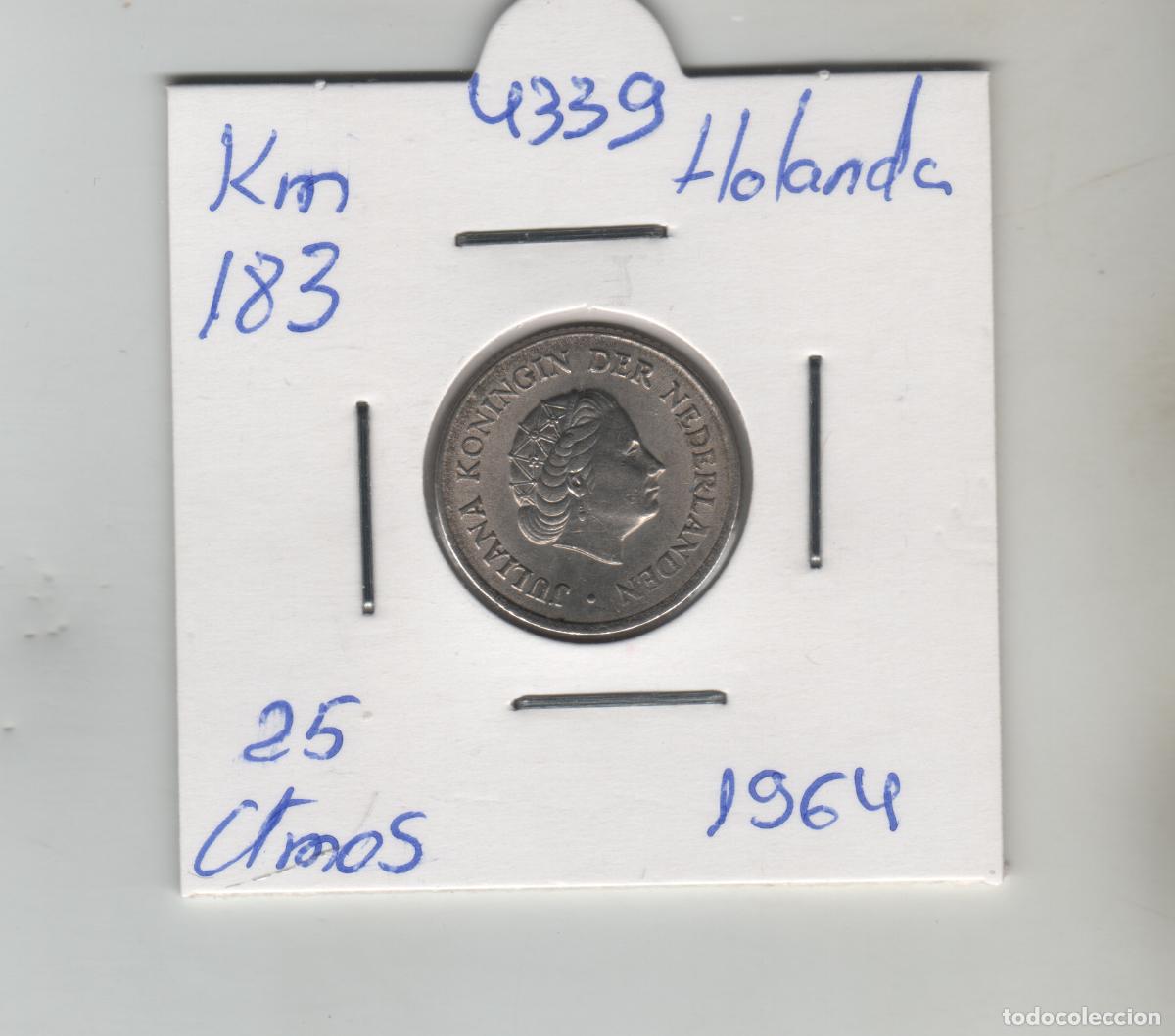 Monedas antiguas de Europa: HOLANDA 25 CENTIMOS 1964 - Foto 1