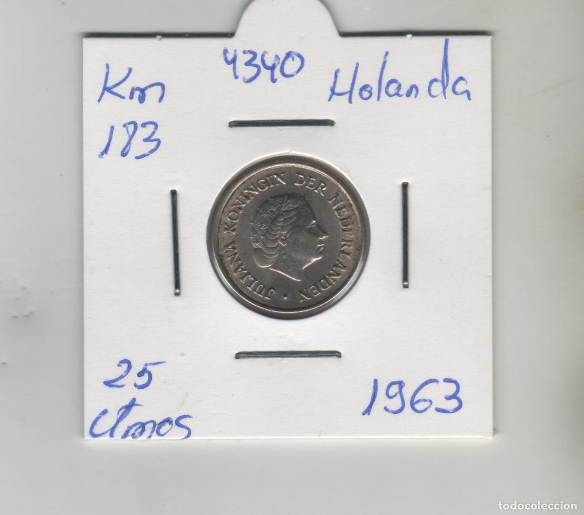Monedas antiguas de Europa: HOLANDA 25 CENTIMOS 1963 - Foto 1