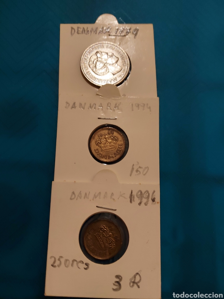 Monedas antiguas de Europa: 3 monedas Dinamarca - Foto 1