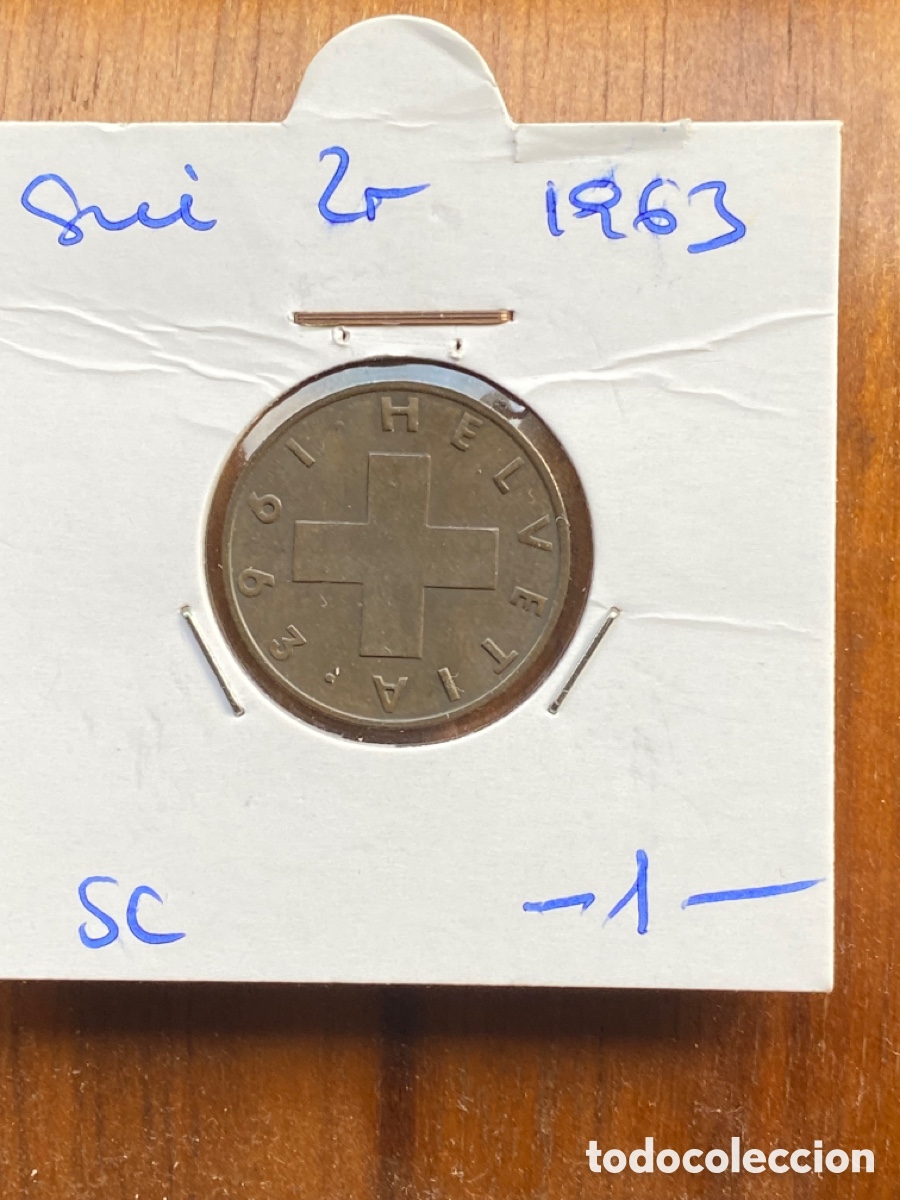 Monedas antiguas de Europa: Moneda de 2 c&eacute;ntimos de suiza de 1963 - Foto 1