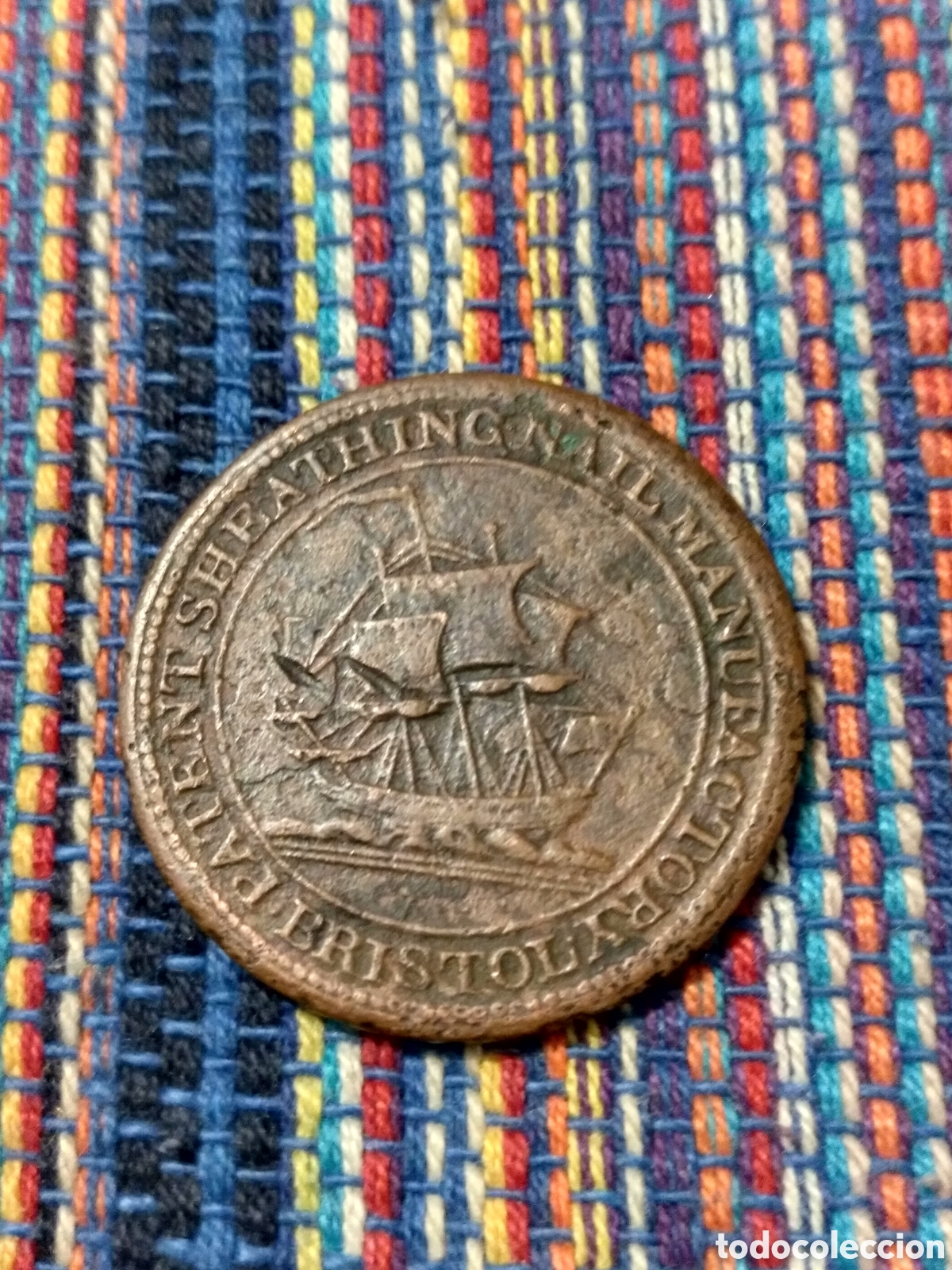 Monedas antiguas de Europa: MEXT- HAL PENNY TOKEN SIGLO XIX BARCO VELERO BRISTOL NAIL MANUFACTORY INGLATERRA GRAN BRETA&Ntilde;A